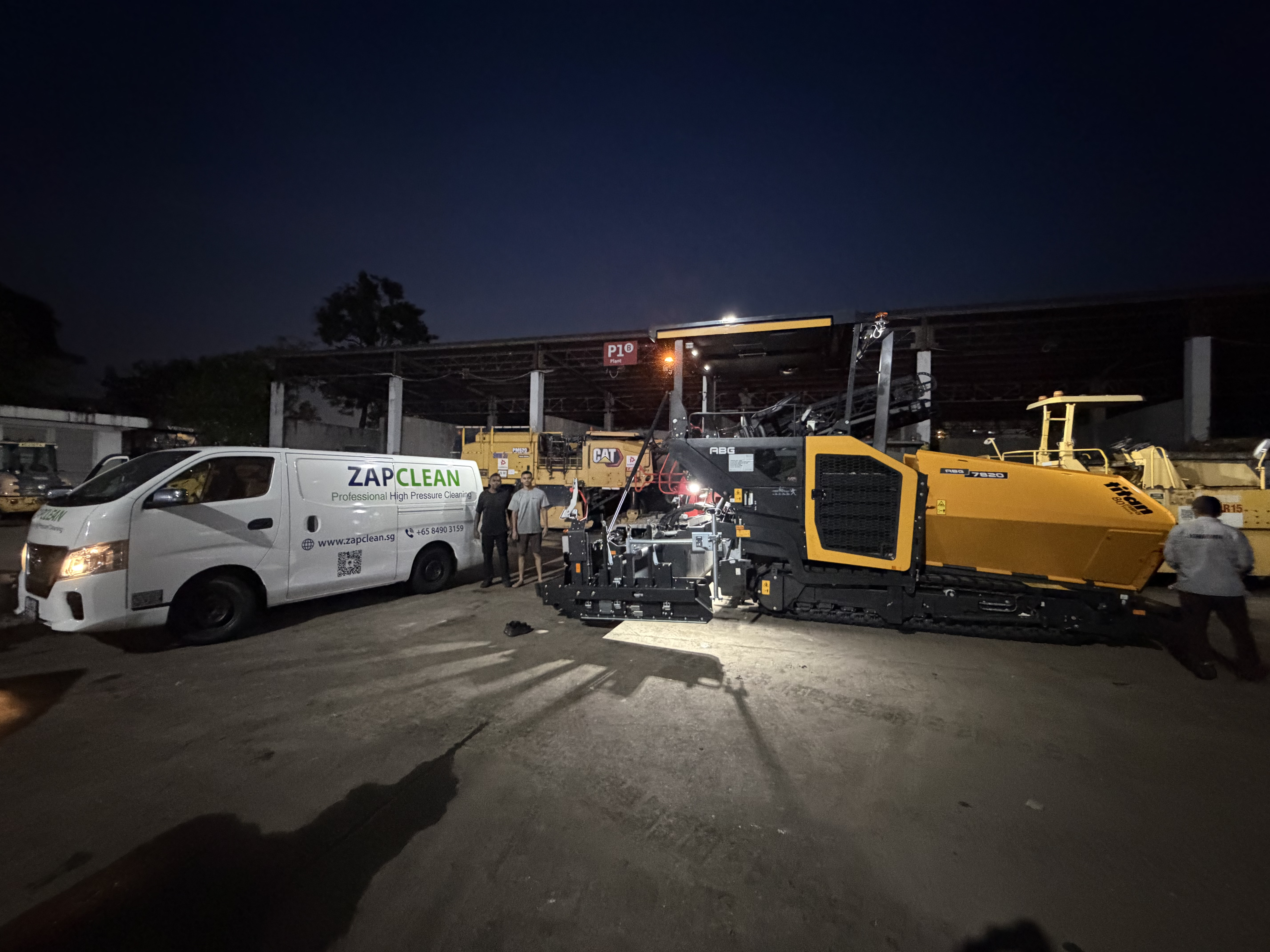 ZAPCLEAN crew with degreased machinery after handover prep