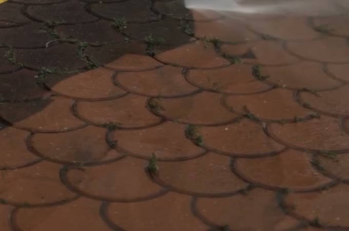 After: Parking lot pavers — grime removal